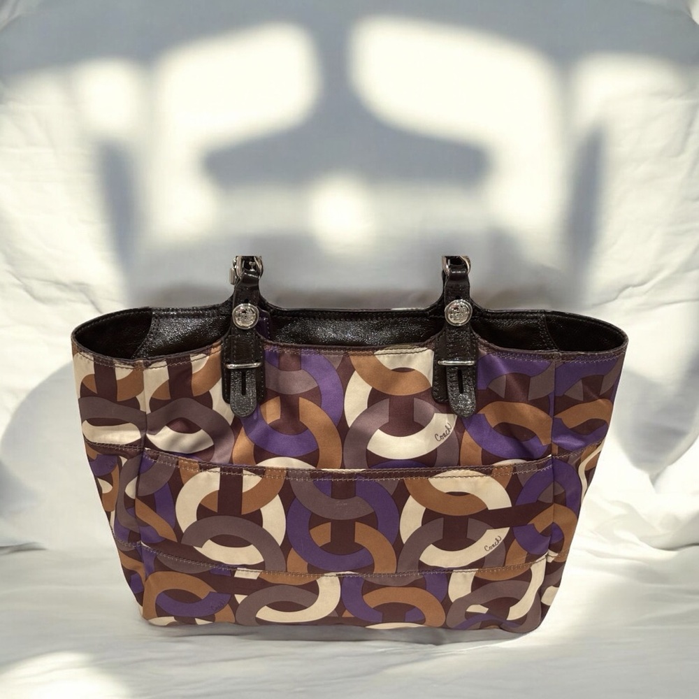 Coach Multicolor Signature Tote Bag EUC - Picture 2 of 7